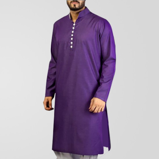 Purple Cotton Casual Kurta